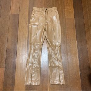 Camel Faux Leather Pants